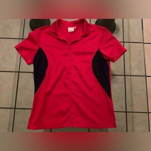 J.Lindeberg Vibrant Red Polo with Navy Accents
